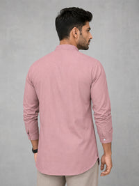 Urban Fit Rose Gold Short Linen Kurta For Men