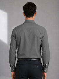 Dark Grey Satin Contrast Collar Shirt for Men