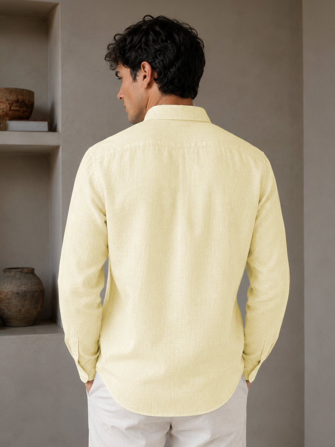 Lemon Down Button Casual Linen Shirt