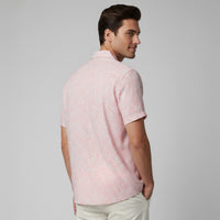 Soft Pink Swirl Printed Cuban Collar Half Sleeve Shirt For men
