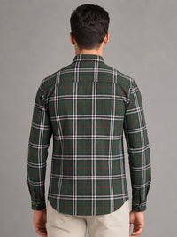 Green Tartan Check Cotton Shirt For Men