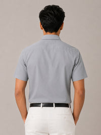 Half Sleeve Paper Cotton Silver Shirt for Men