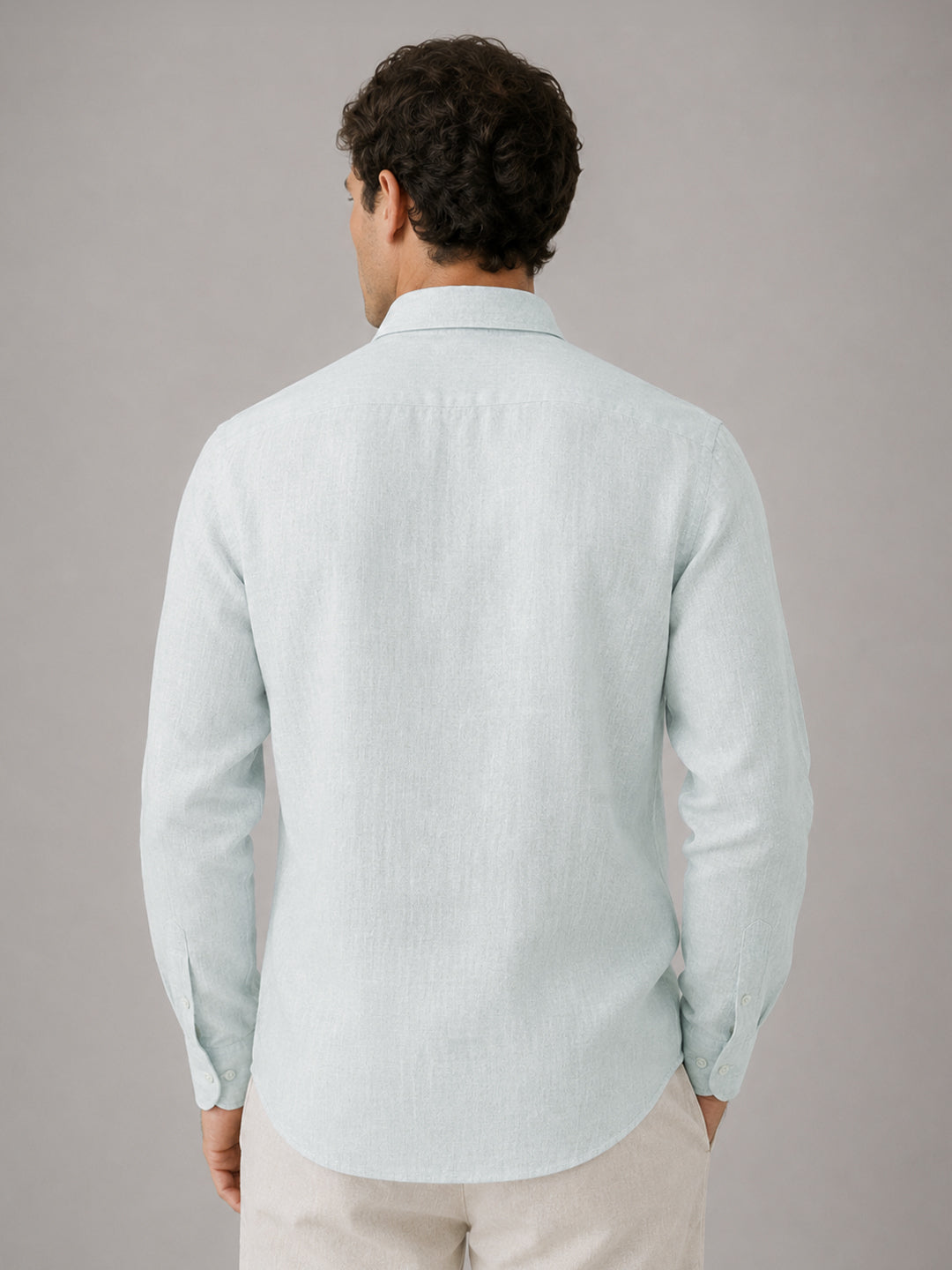 Turkish Blue Linen Shirt For Men