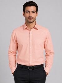 Peach Formal Oxford Cotton Shirt For Men
