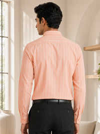 Soft Peach Pinstripe Oxford Shirt For Men