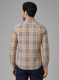 Mustard Tartan Check Cotton Shirt For Men
