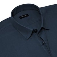 Royal Blue Textured Linen Shirt For Men