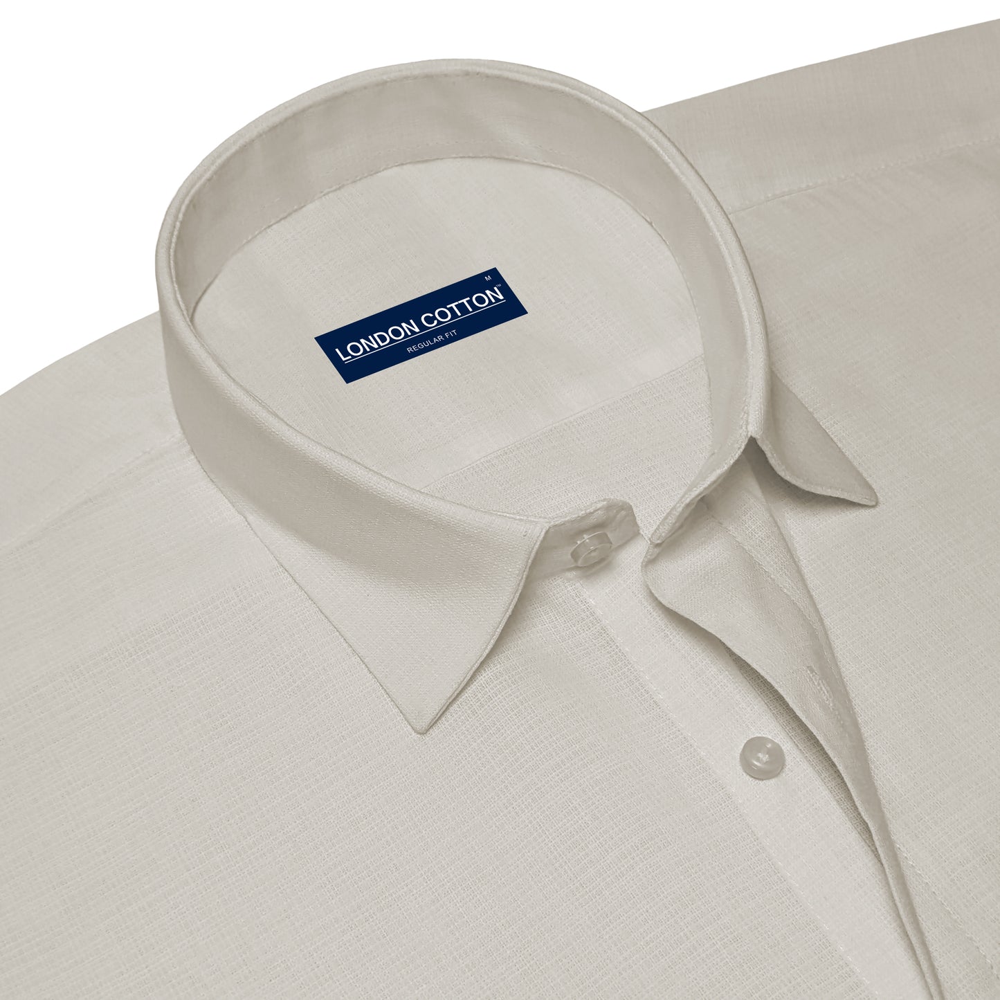 Beige Textured Linen Shirt For Men