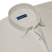 Beige Textured Linen Shirt For Men