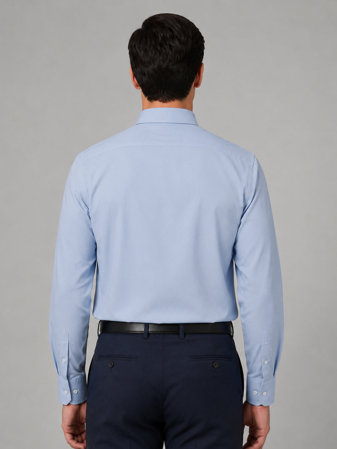 Sky Blue Satin Contrast Collar Shirt for Men