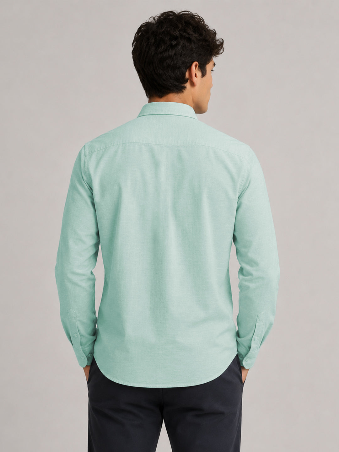 Turkish Blue Linear Linen Shirt