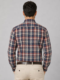 Crimson & Navy Tartan Check Cotton Shirt For Men