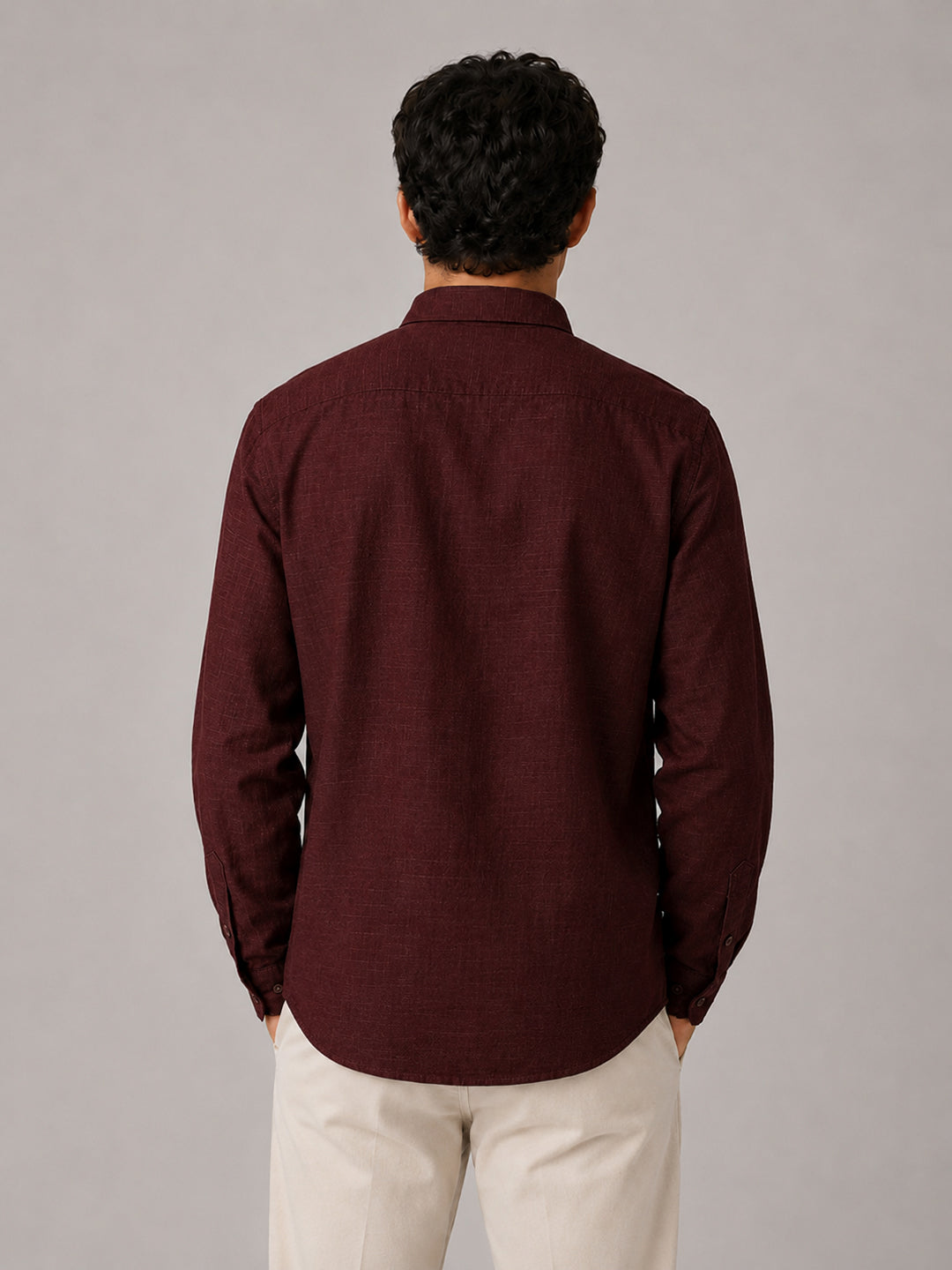 Maroon Linear Linen Shirt