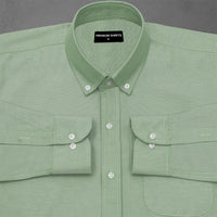 New Sea Green Oxford Cotton Shirt For Men