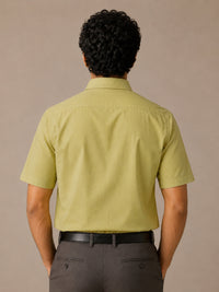 Half Sleeve Paper Cotton Light Green Shirt for Men