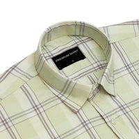 Pale Pistachio Classic Check Oxford Cotton Shirt For Men