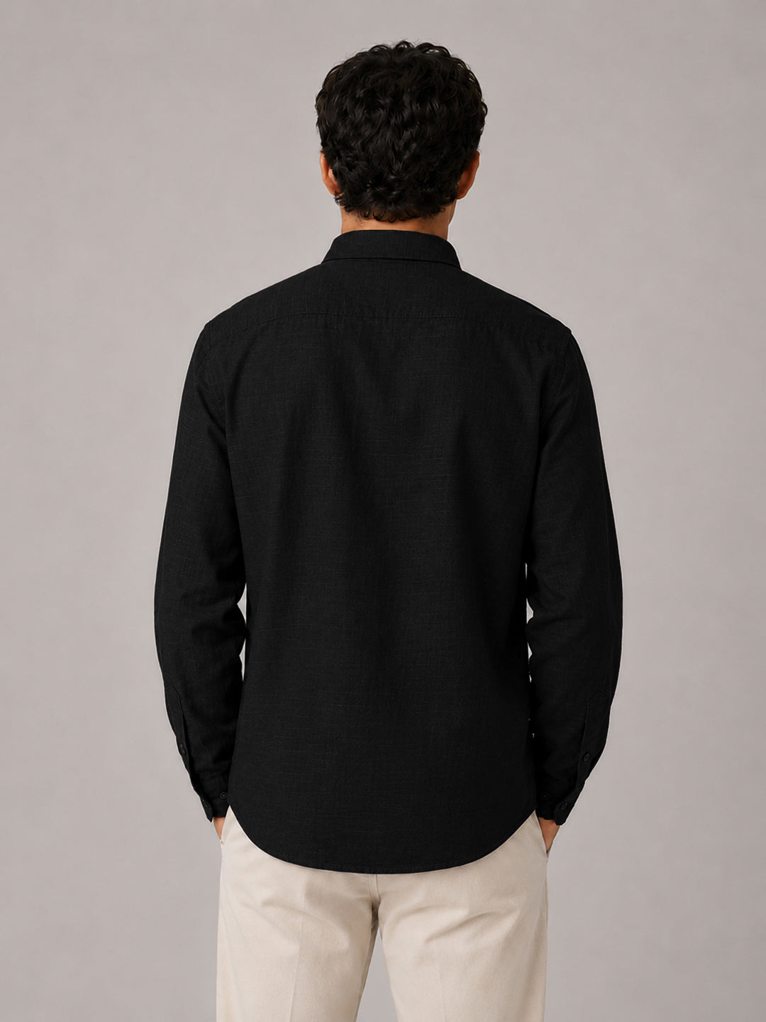 Black Linear Linen Shirt
