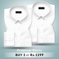 Pack of 2 Premium Cotton Solid Shirt for Man (White)