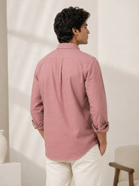 Casual Oxford Cotton Maroon Shirt For Men
