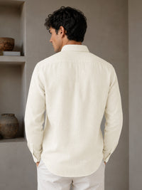 Off White Down Button Casual Linen Shirt