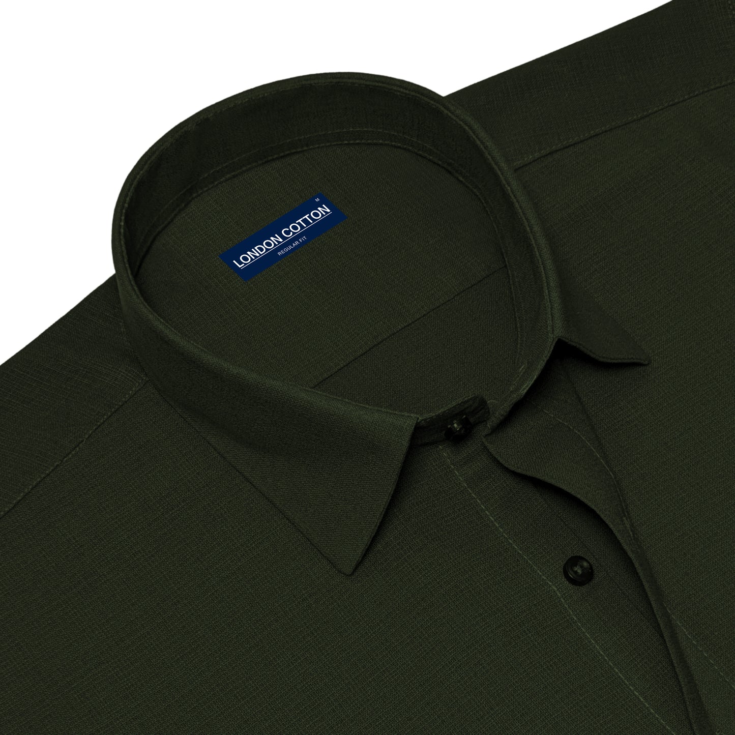 Bottle Green Textured Linen Shirt For Men