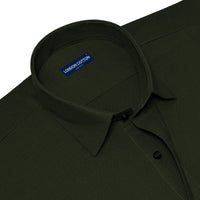 Bottle Green Textured Linen Shirt For Men