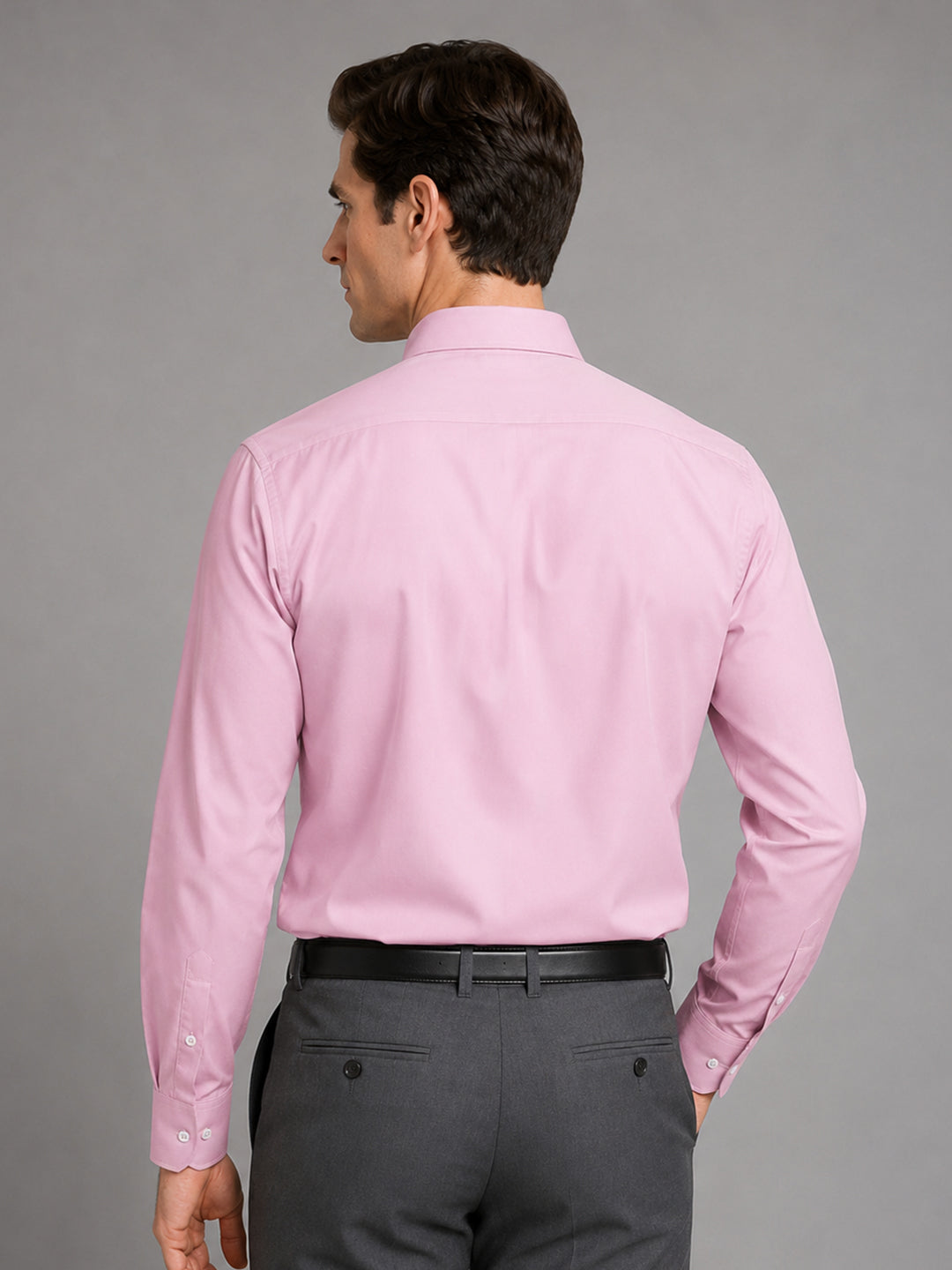 Light Pink Satin Contrast Collar Shirt for Men