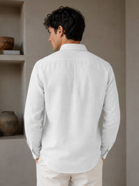 White Down Button Casual Linen Shirt