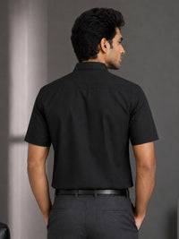 Half Sleeve Paper Cotton Black Shirt for Men