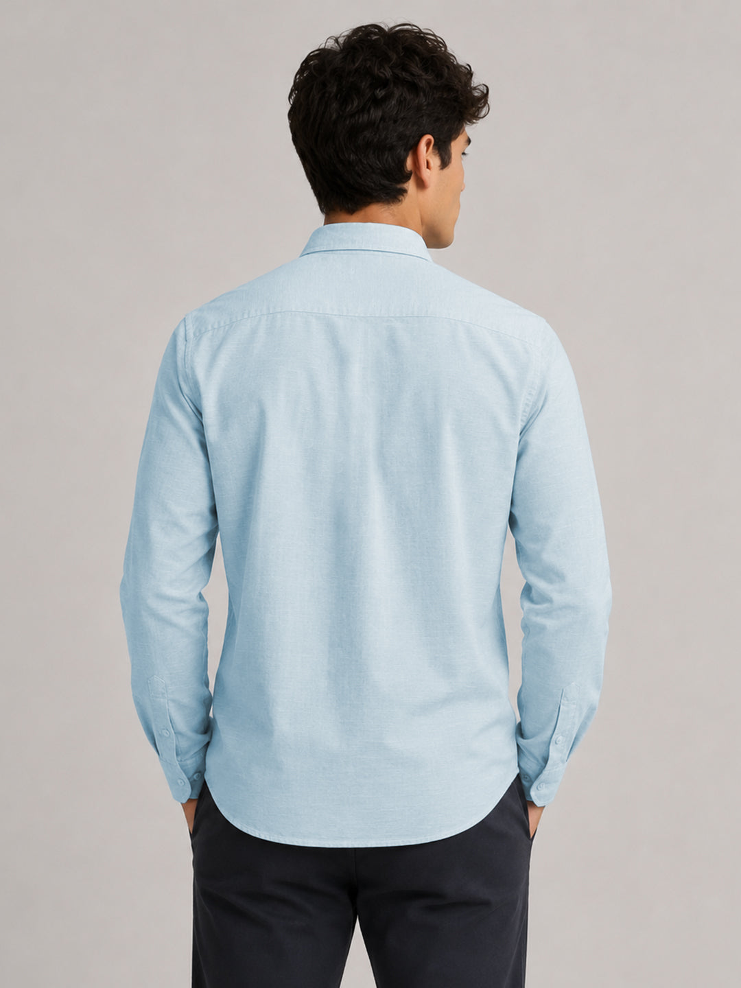 Sky Blue Linear Linen Shirt
