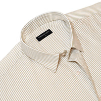 Bold Beige Pinstripe Oxford Shirt For Men