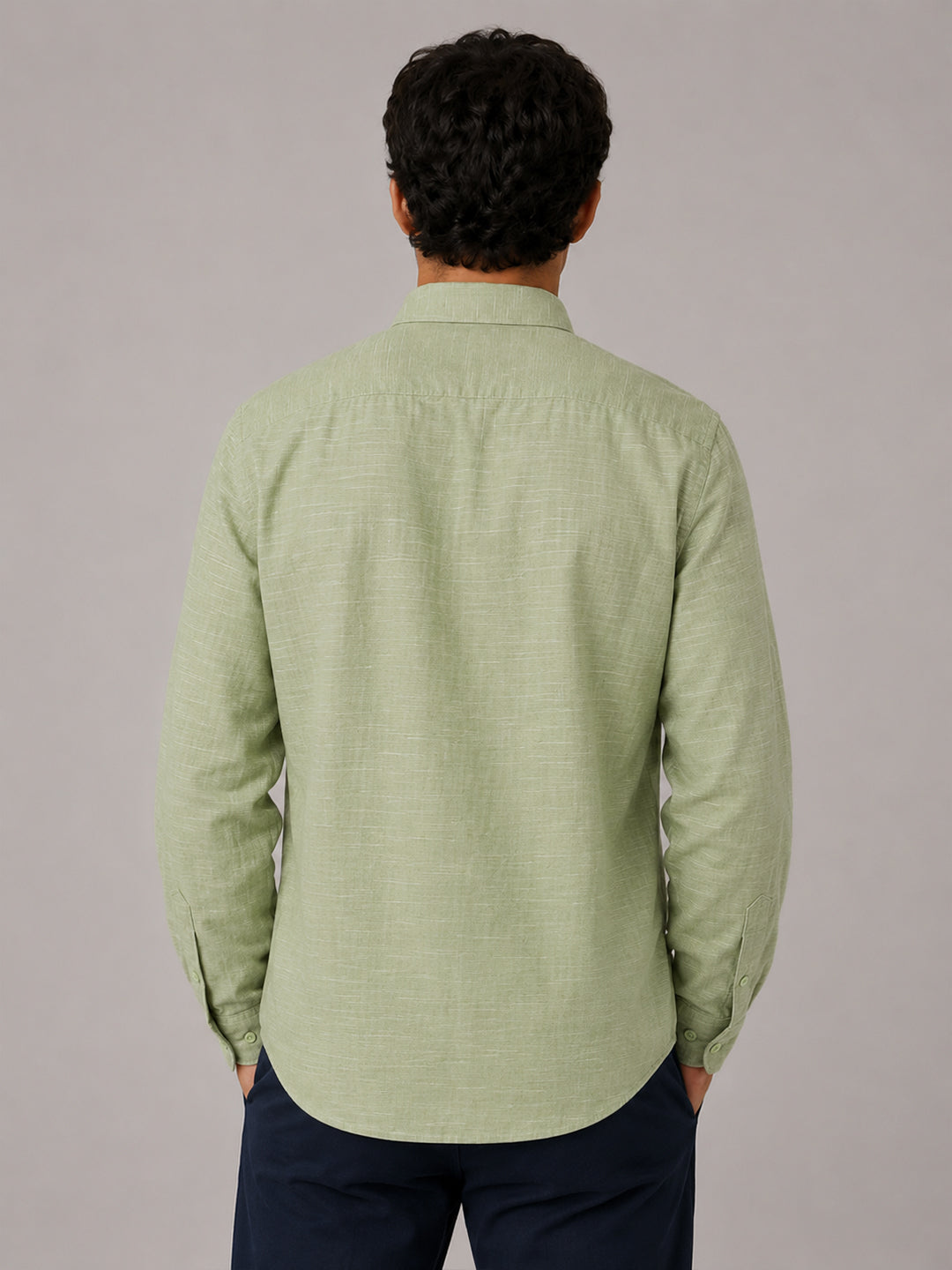 Soft Sage Linear Linen Shirt