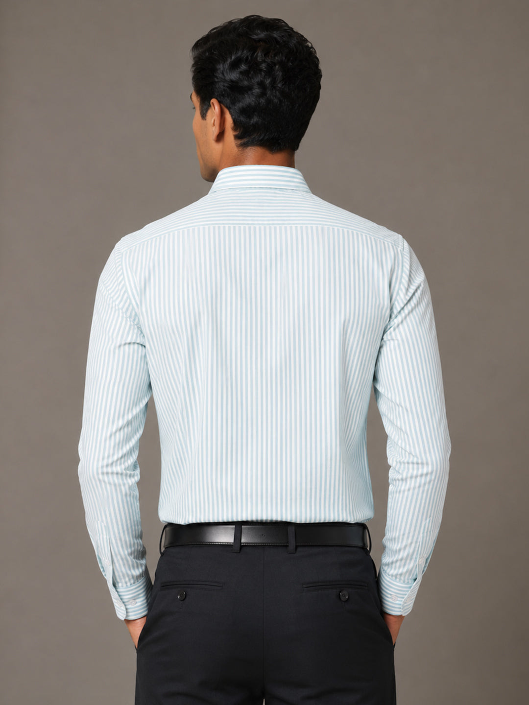Sky Blue Stripe Oxford Premium Cotton Shirt For Men