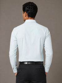 Sky Blue Stripe Oxford Premium Cotton Shirt For Men