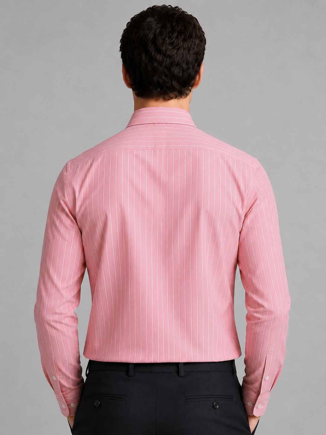Dark Pink Pinstripe Oxford Shirt For Men