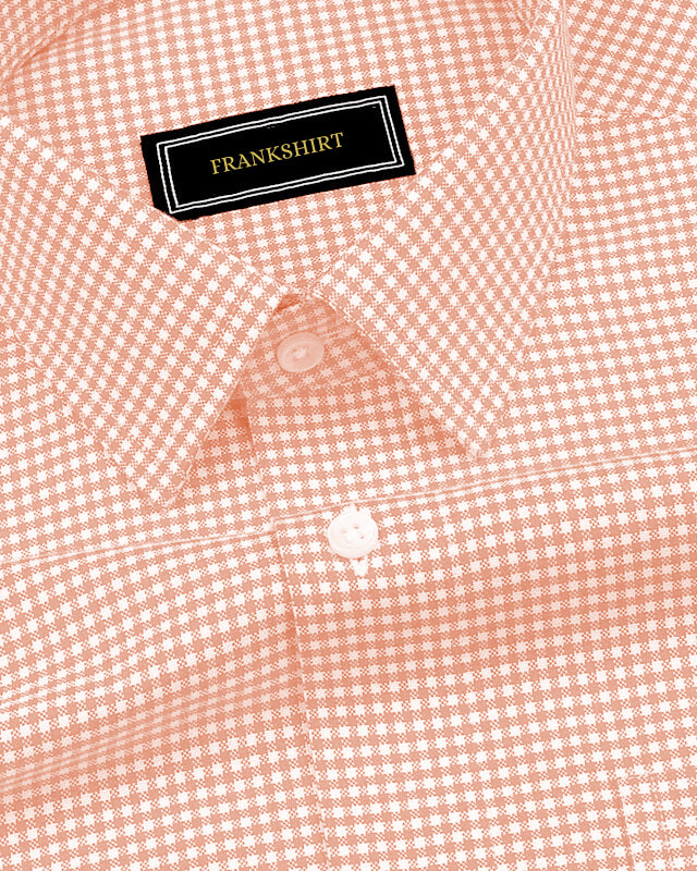 Peach Check Oxford Premium Cotton Shirt For Men