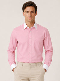 Pack of 2 White Collar Oxford Cotton Shirt For Men (Denim Blue & Pink)