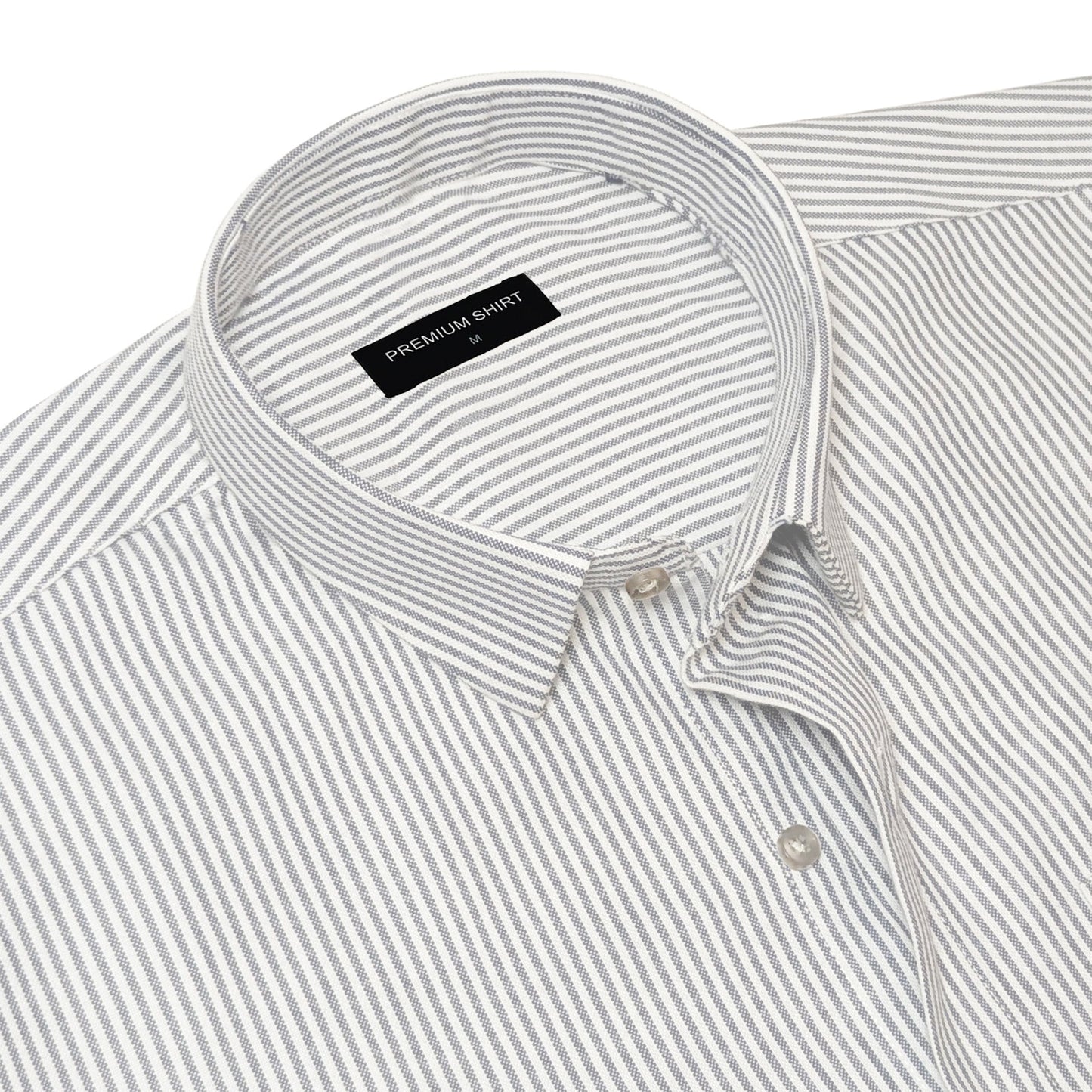 Silver Grey Stripe Oxford Shirt For Men