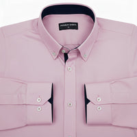 Light Pink Satin Contrast Collar Shirt for Men