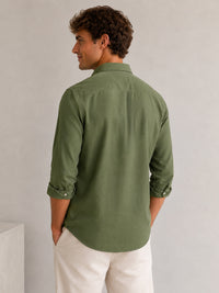 Olive Down Button Casual Linen Shirt