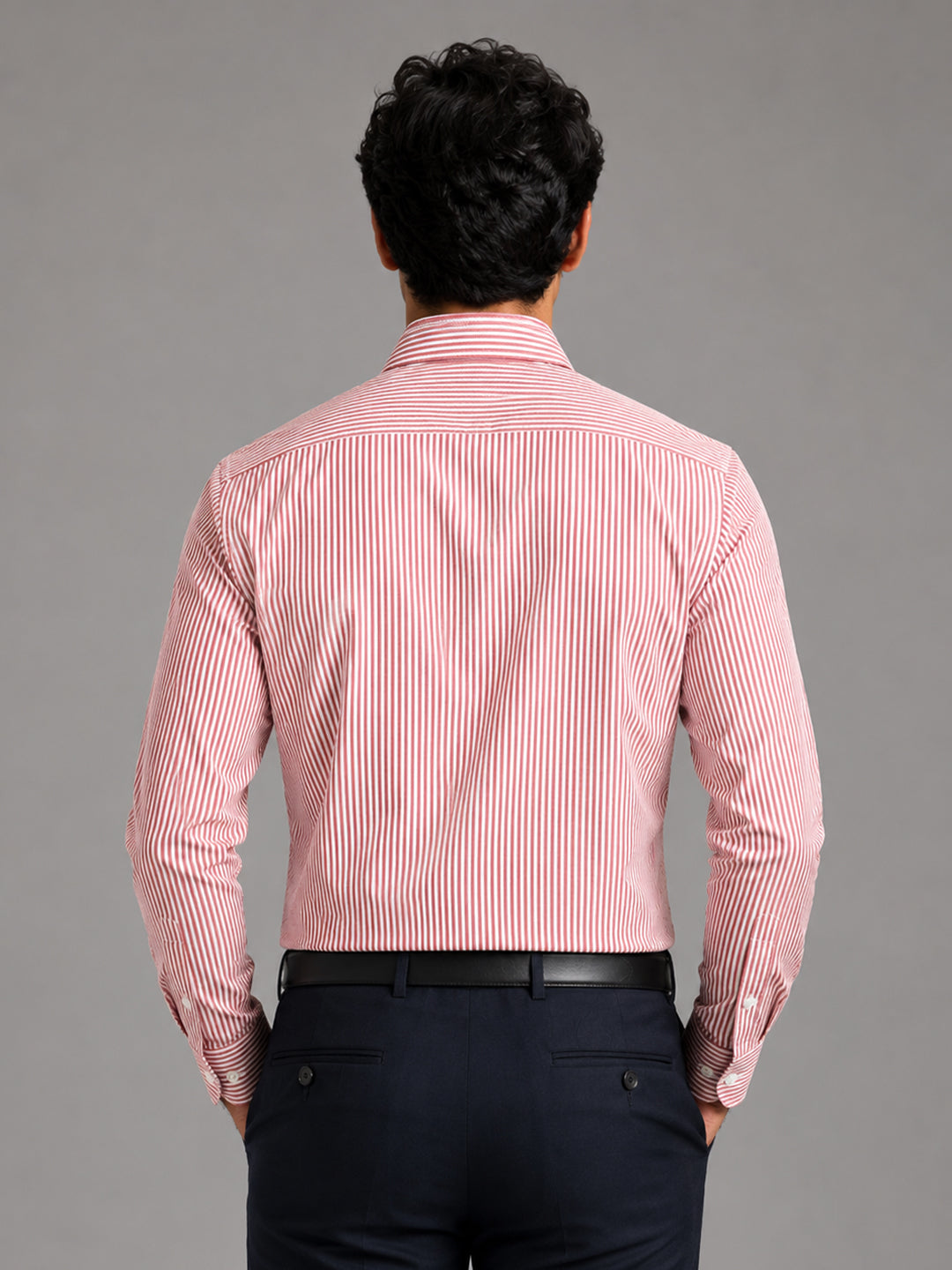 Bold Red Stripe Oxford Shirt For Men
