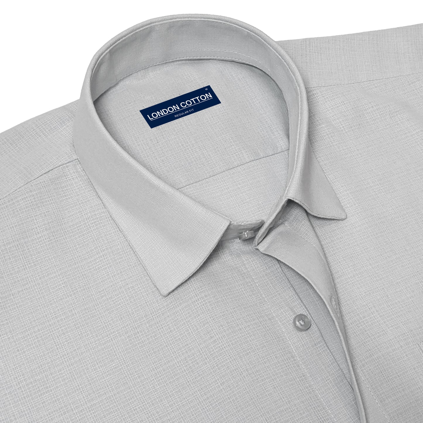 Silver Textured Linen Shirt For Men