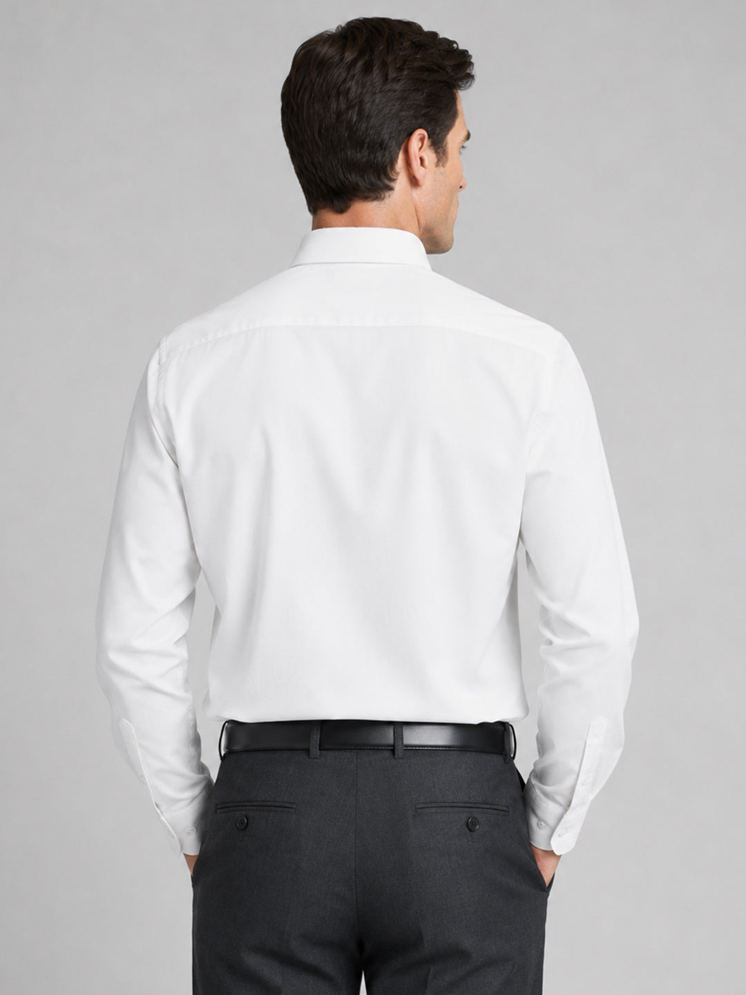 White Satin Contrast Collar Shirt for Men