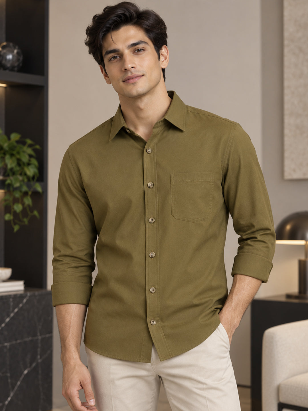 Classic Mehendi Cargo Shirt
