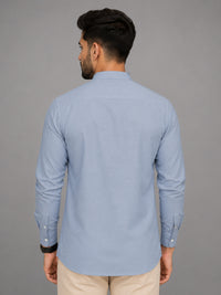 Urban Fit Light Blue Short Linen Kurta For Men