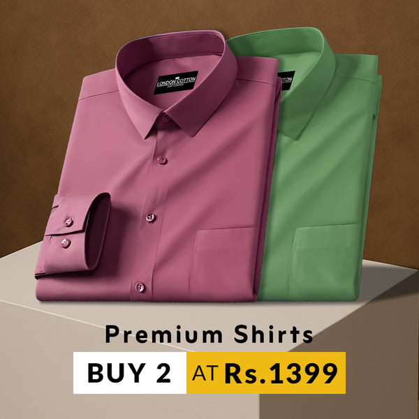 Pack of 2 Premium Cotton Solid Shirt for Man (Solid Pink, New Pista)