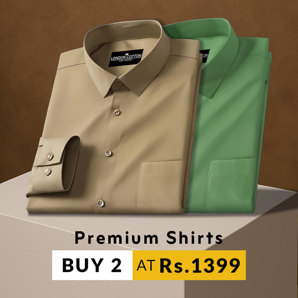 Pack of 2 Premium Cotton Solid Shirt for Man (Skin, New Pista)