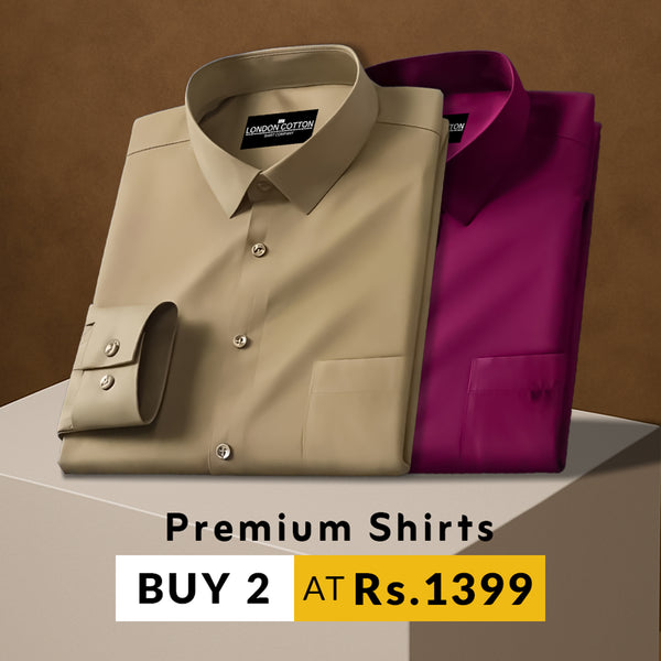 Pack of 2 Premium Cotton Solid Shirt for Man (Skin, Maroon)