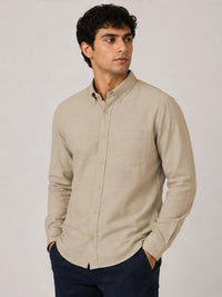 Beige Linear Linen Shirt