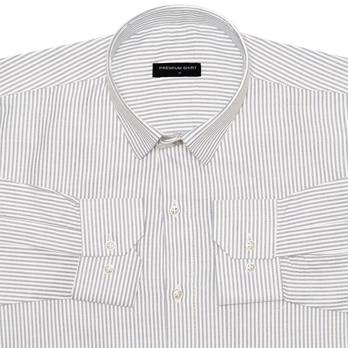 Silver Grey Stripe Oxford Shirt For Men